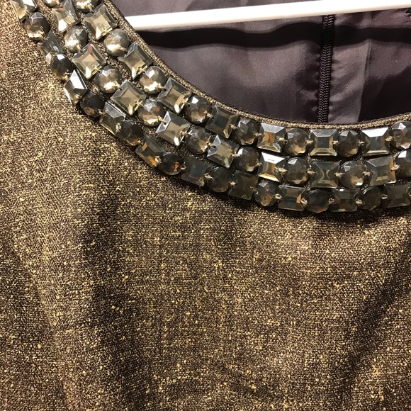 Connected Apparel Jeweled Neck Tweed Dress - Picture 2 of 3
